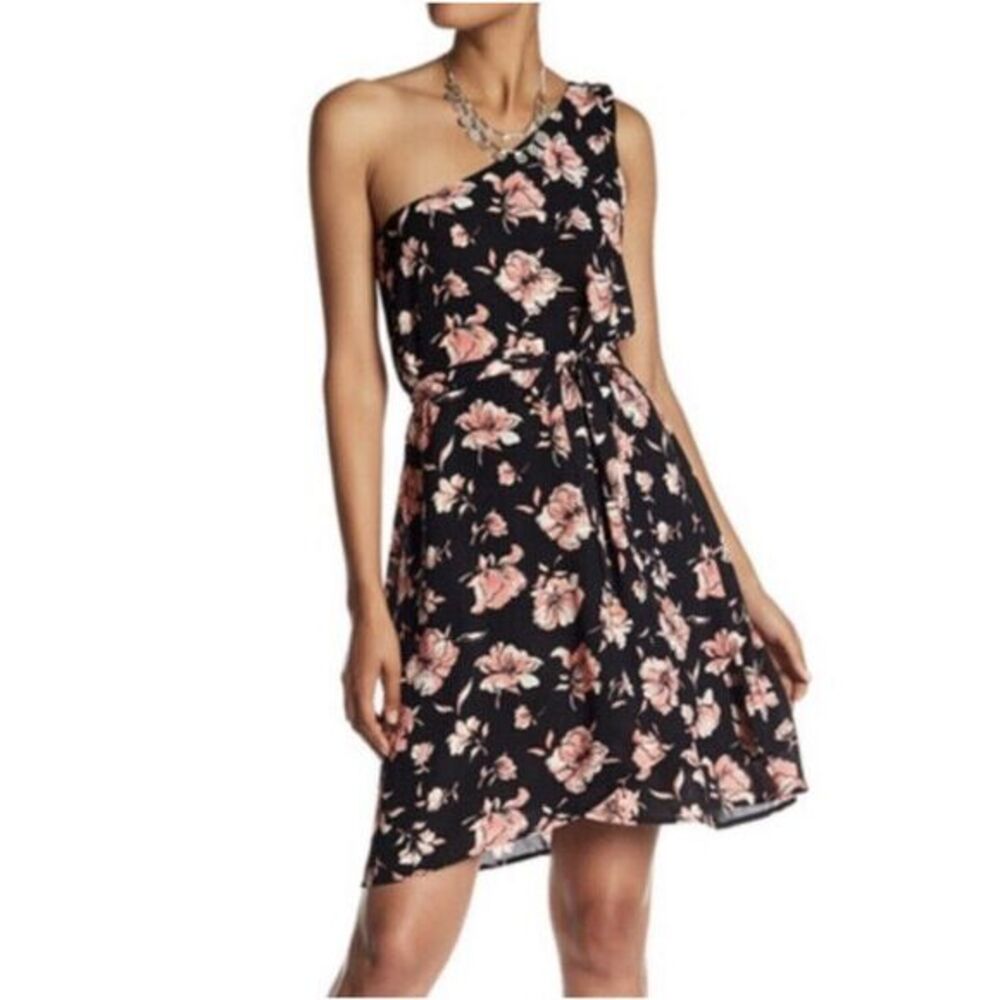 NWT $78 DR2 Daniel Rainn One Shoulder Floral Mini Dress Sz M - Picture 2 of 5